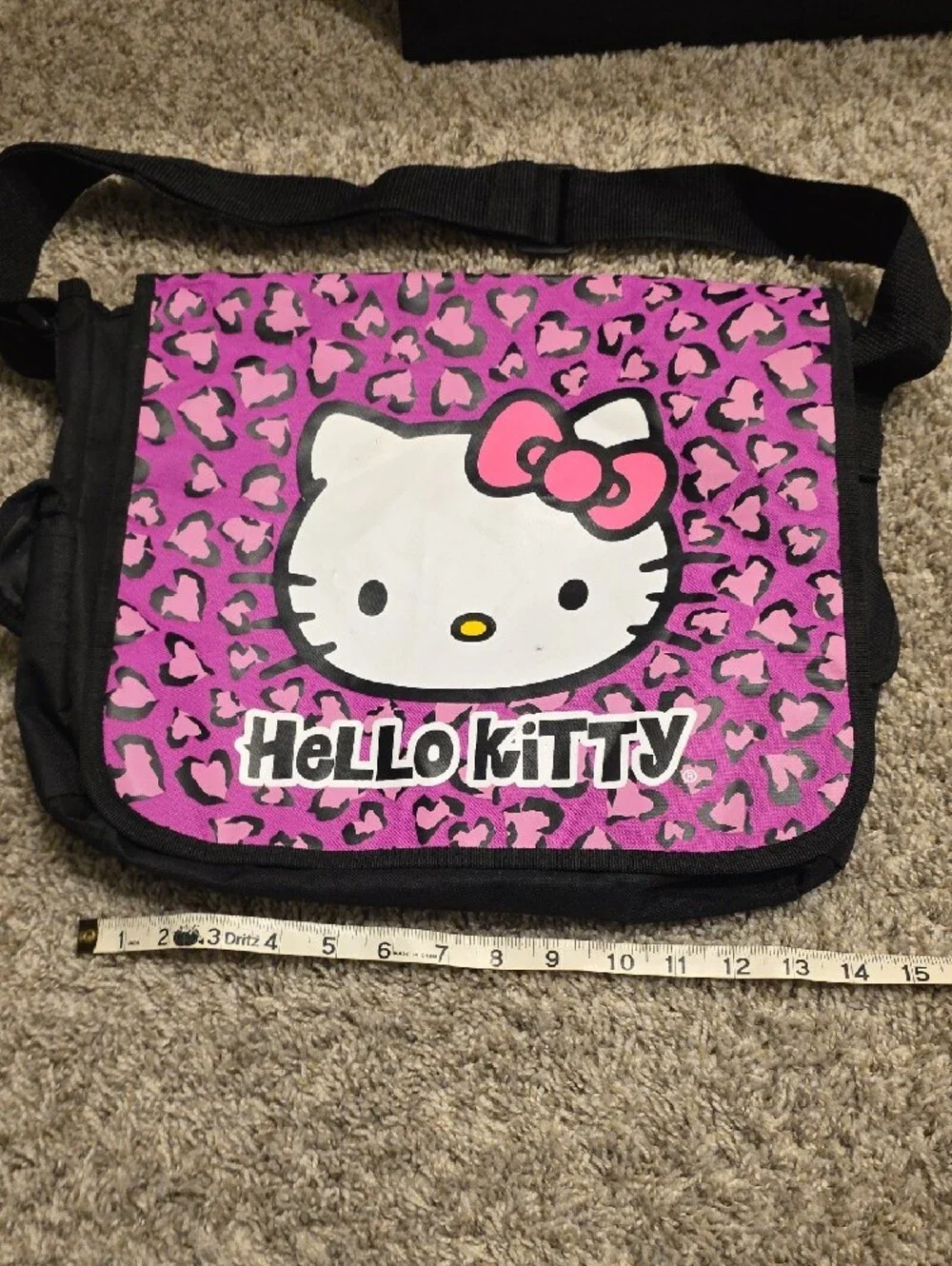 Hello Kitty Pink and Black Leopard-Print Kids Messenger Bag